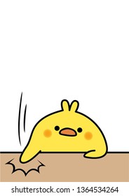 yellow chicken hitting the table