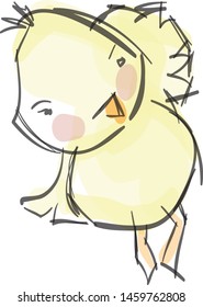 yellow chicken, toy art, vector illustration. 