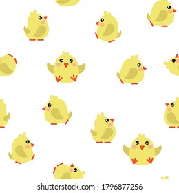 yellow chickens on a white background pattern