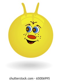 Yellow children's ball on a white background