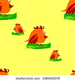 yellow children's pattern with a chicken for notebooks notebooks and covers