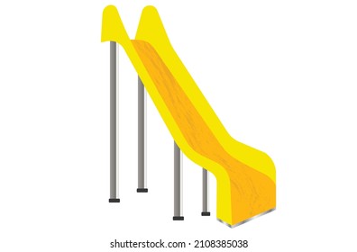 yellow children's slide with a worn surface 