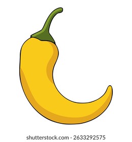 yellow chili vegetable food nature healthy flat color vector illustration template design