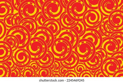 yellow Chinese abstract seamless pattern vector, gradient yellow color. Illustration of traditional ornament and oriental background. circle pattern.