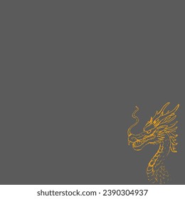 yellow chinese dragon on grey background