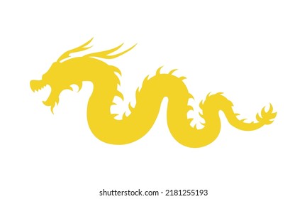 Yellow Chinese dragon semi flat color vector object. Eastern ornate element. Full sized item on white. Oriental culture simple cartoon style illustration for web graphic design and animation