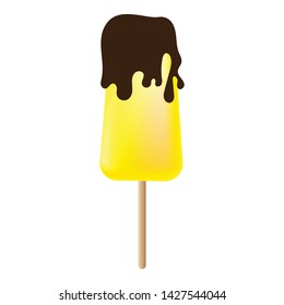 Yellow chocolate popsicle icon. Cartoon of yellow chocolate popsicle vector icon for web design isolated on white background