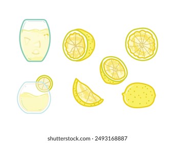 Yellow chopping lemon and lemon juice