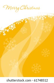 yellow Christmas background with the image of snowflakes