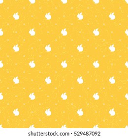 Yellow Christmas background with white squirrels. Vector texture for web pages, wallpaper, tablecloth, packaging, wrapping paper, textile, background for invitation card or holiday decor.