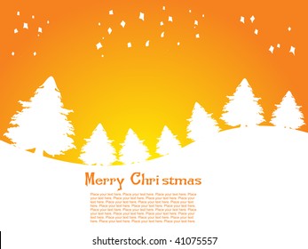 yellow christmas background with xmas tree