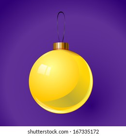 yellow christmas ball