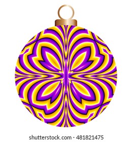 Yellow christmas ball with butterfly (optical illusion of movement)