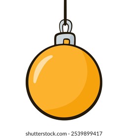 Yellow Christmas ball. Cartoon illustration