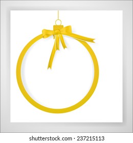 Yellow christmas ball with empty space for text on white backgound
