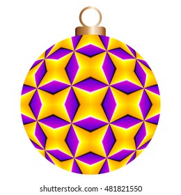Yellow christmas ball with pink rhombuses (motion illusion)