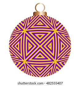 Yellow christmas ball with triangles (optical illusion of movement)