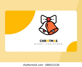 a yellow Christmas card design, equipped with a simple and elegant bells icon