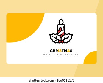 a yellow Christmas card design, equipped with a simple and elegant candle icon