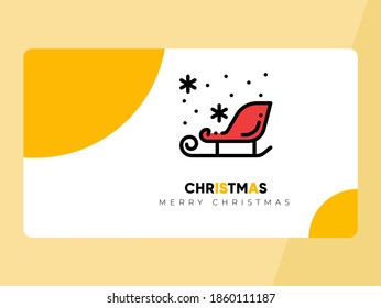 a yellow Christmas card design, equipped with a simple and elegant sled icon