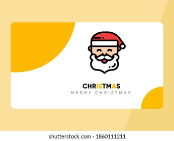 a yellow Christmas card design, equipped with a simple and elegant santa claus icon