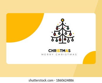 a yellow Christmas card design, equipped with a simple and elegant christmas tree icon