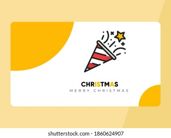 diseño de tarjetas de Navidad amarillas, equipadas con un icono de confeti sencillo y elegante