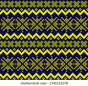 Yellow Christmas fair isle pattern background for fashion textiles, knitwear and graphics