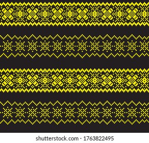 Yellow Christmas fair isle pattern background for fashion textiles, knitwear and graphics