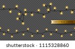 Yellow Christmas lights isolated on transparent background. Vector illustration. Glowing bulbs for Xmas and New Year Design. Seamless garlands for holiday party