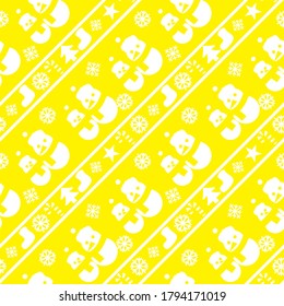 Yellow Christmas Snowman seamless pattern background for website graphics, fashion textile