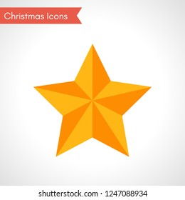 Yellow Christmas Star. Christmas Icon. Vector illustration