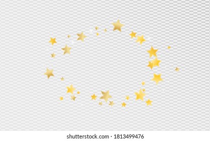 Yellow Christmas Stars Vector Transparent Background. Party Star Design. Sparkle Template. Gold Cosmos Shine Texture.