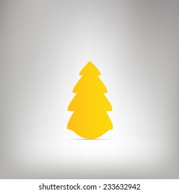 Yellow Christmas tree on background. Vector Design.