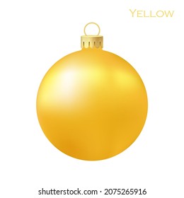 Yellow Christmas tree toy or ball Volumetric and realistic color illustration