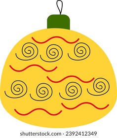 Yellow Christmas tree toy isolated on a white background.