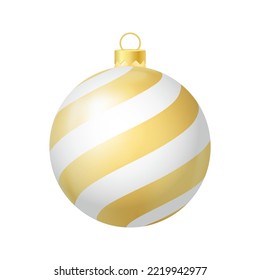 Yellow Christmas tree toy with lines Realistic color illustration
