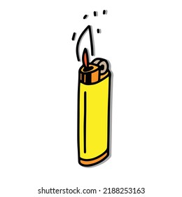 yellow cigarette lighter vector illustration isolated on white background