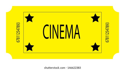 A Yellow Cinema Ticket. Vector