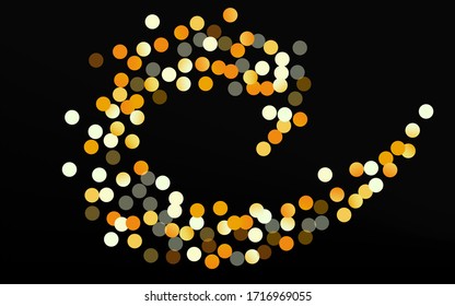 Yellow Circle Bridal Black Background. Effect Polka Texture. Gold Dust Luxury Banner. Sparkle Vector Backdrop.