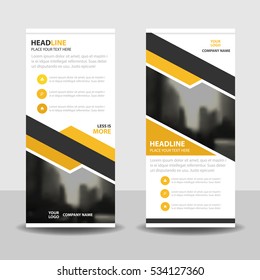 Yellow circle Business Roll Up Banner flat design template ,Abstract Geometric vertical  banner Vector illustration set, presentation brochure flyer 