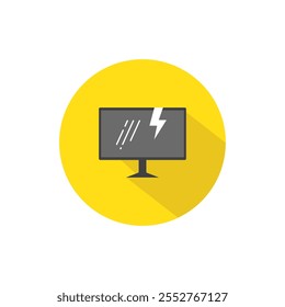 Un círculo amarillo contiene un monitor con daño de rayo.