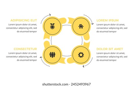 Yellow circle diagram template with three elements, infographic template, vector eps10 illustration