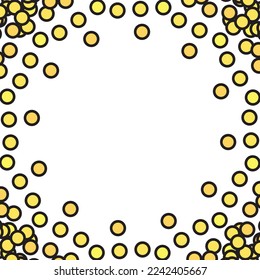 Yellow circle dots frame. Vector illustration.