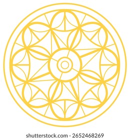 Yellow circle flower hand drawn for adult coloring book