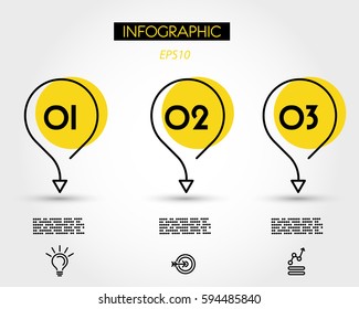 Yellow Circle Infographic Drop With Arrow, Three Options