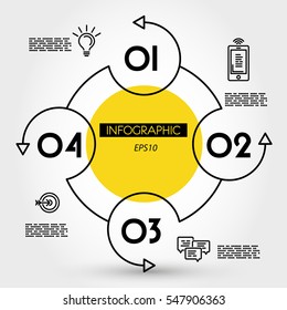 yellow circle infpgraphic concept, four options