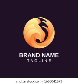 Yellow Circle Lion Logo Design Template
