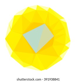 Yellow Circle Low Poly Pattern On White Background