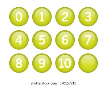 Yellow circle with numbers inside on white background
